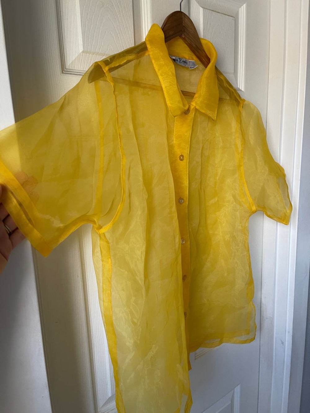 Vintage Marigold Organza Button Down Shirt - Picture 4 of 4